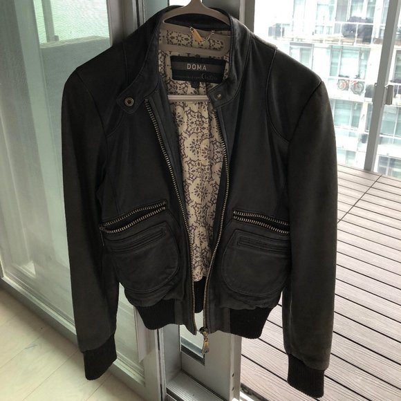 Aritzia Black Leather Jacket by Doma - Picture 1 of 2